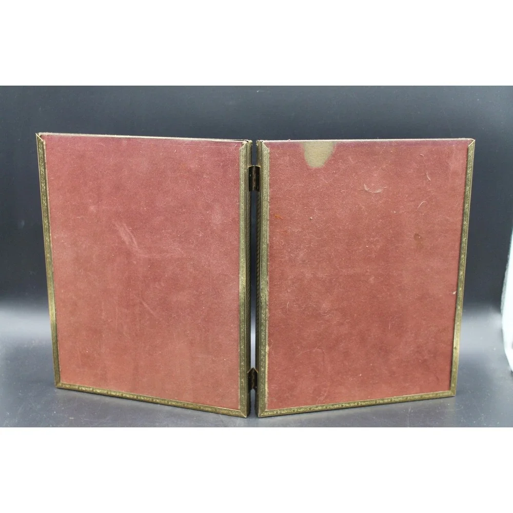 Vintage Brass Gold Tone Picture Frames Lot of 5 MCM Tabletop Hinged Mixed Sizes